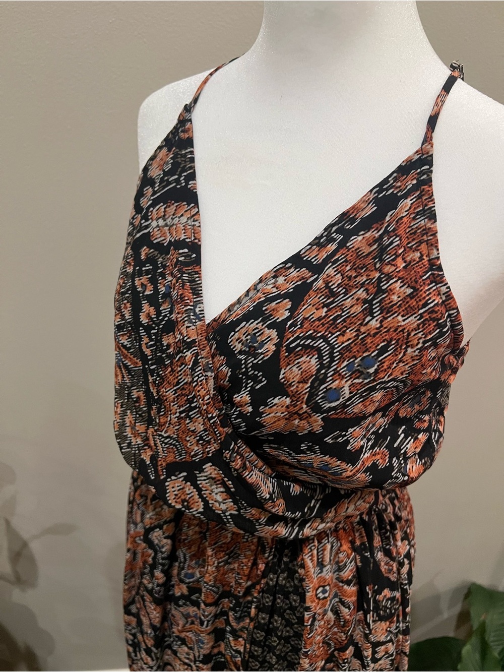 Abercrombie & Fitch Black and Rust Floral Wrap Maxi Dress - Picture 3 of 8